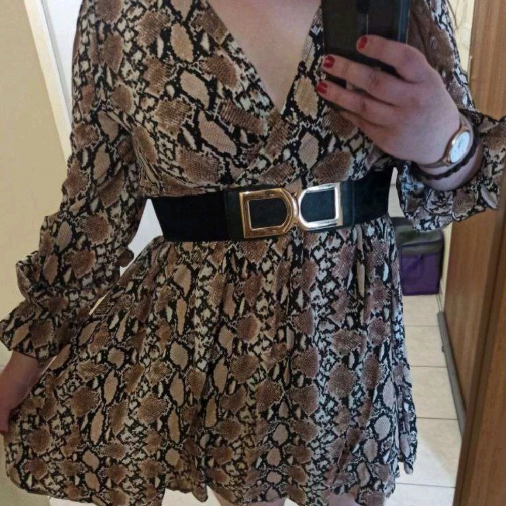Womens plus size Black elastic gold buckle corset wide boho cinch waist belt - Picture 4 of 13